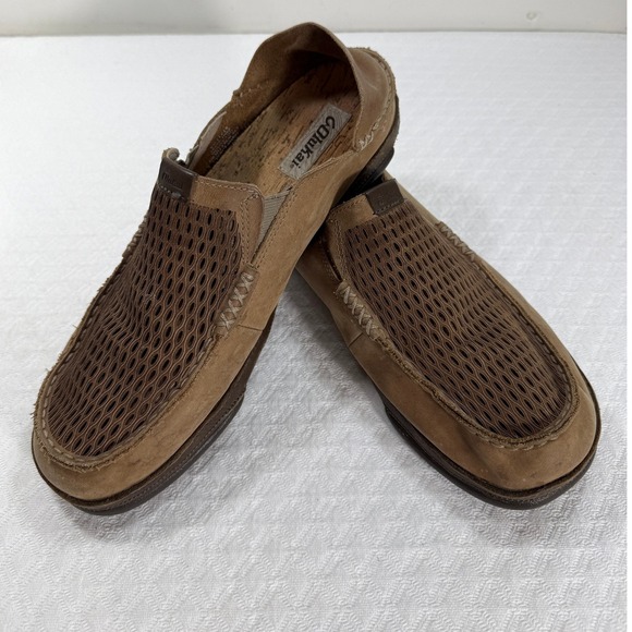 OluKai Other - OluKai Moloa Aho Mens 11.5 Tan Leather Mesh Slip On Loafers Shoes 10399-106Z